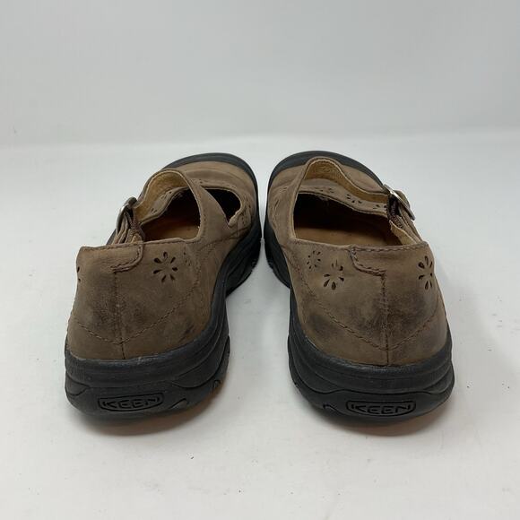 Keen Calistoga Brown Mary Jane Shoes Womens 8.5 Floral Cutout Buckle Strap - Picture 6 of 13